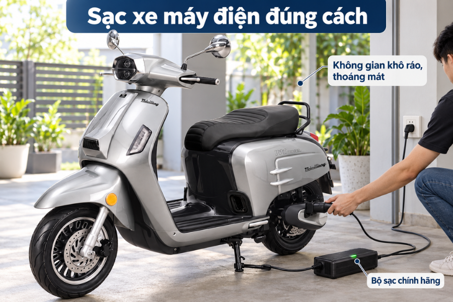 Hướng dẫn sạc pin xe điện đ&uacute;ng c&aacute;ch gi&uacute;p k&eacute;o d&agrave;i tuổi thọ